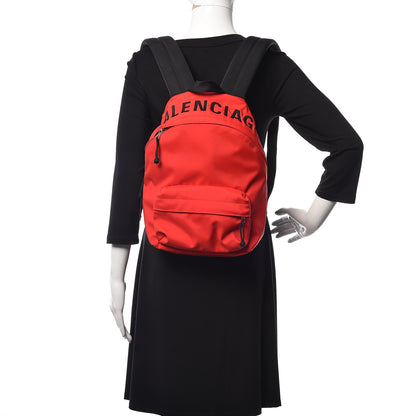 Balenciaga Sport Nylon Logo Embroidered S Wheel Backpack Bright Red Black 2 of 9