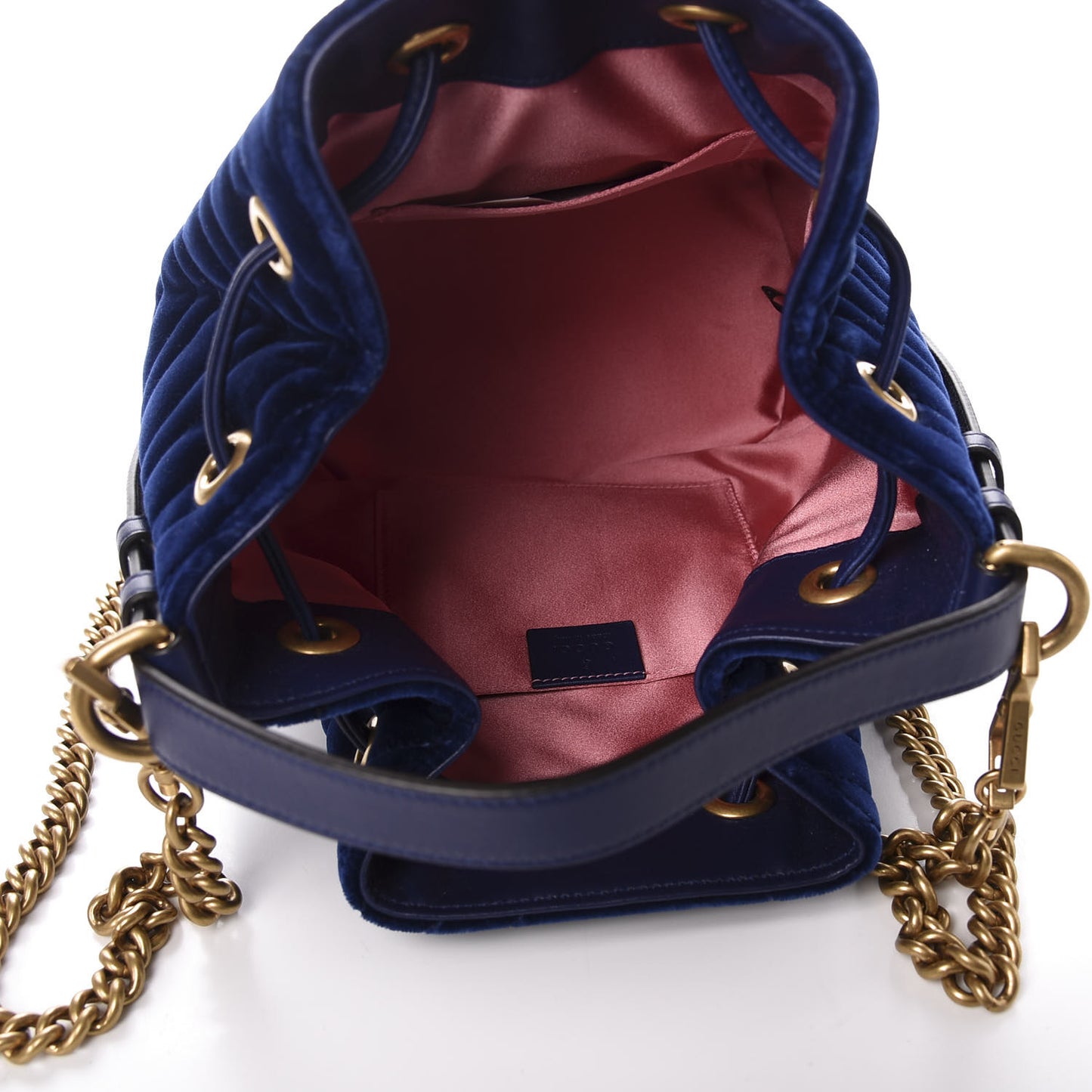 Velvet Matelasse GG Marmont Bucket Bag Cobalt Blue