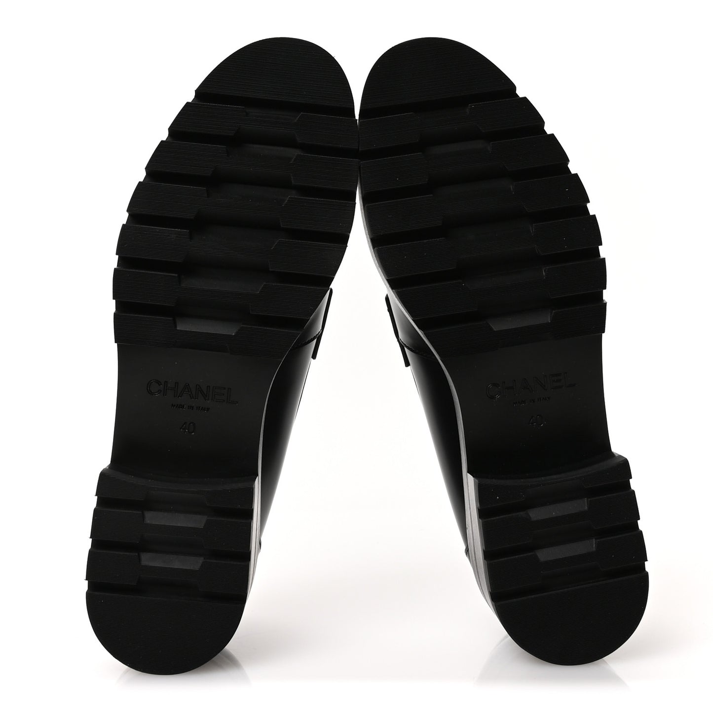 Calfskin Metal CC Loafers 40 Black