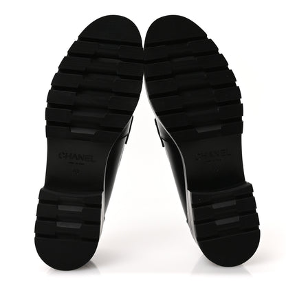 Chanel Calfskin Metal CC Loafers 40 Black 6 of 9