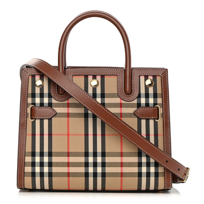Burberry Calfskin Vintage Check Mini Two Handle Title Bag Archive Beige 1 of 11