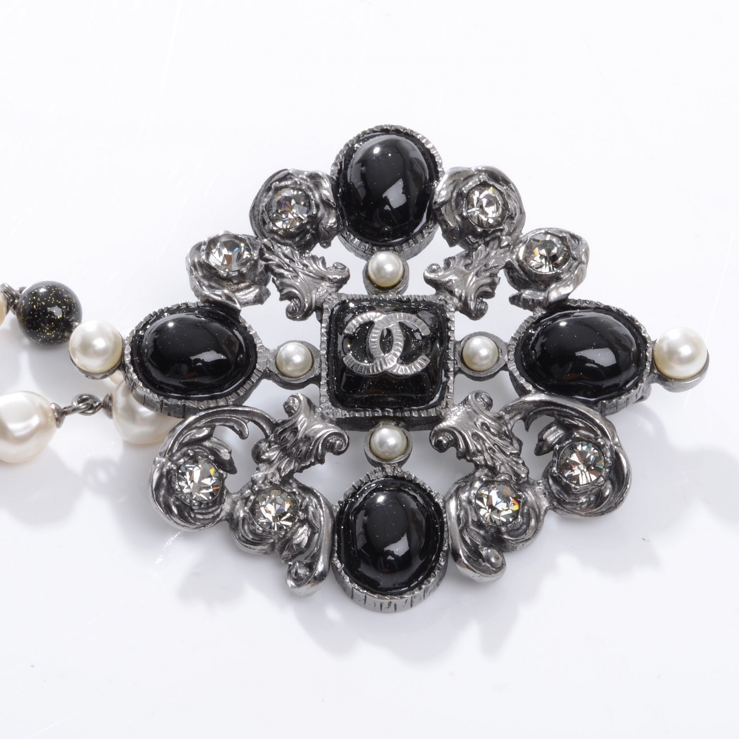 Chanel Pearl and Crystal Paris Shanghai Belt Black Silver 4 of 6