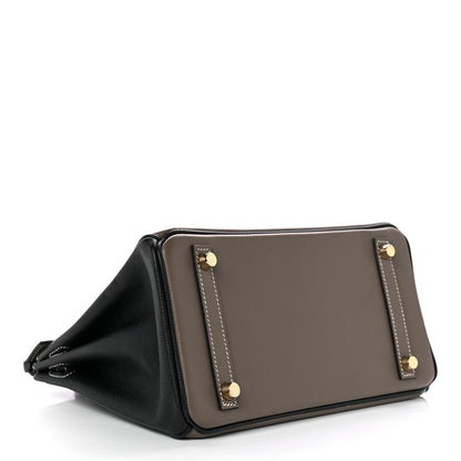 Hermes Epsom Horseshoe Birkin 25 Etoupe Black 4 of 12