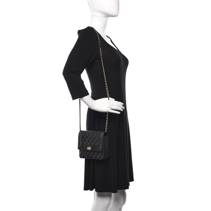 Chanel Calfskin Quilted Boy Square Wallet on Chain WOC Black 2 of 12