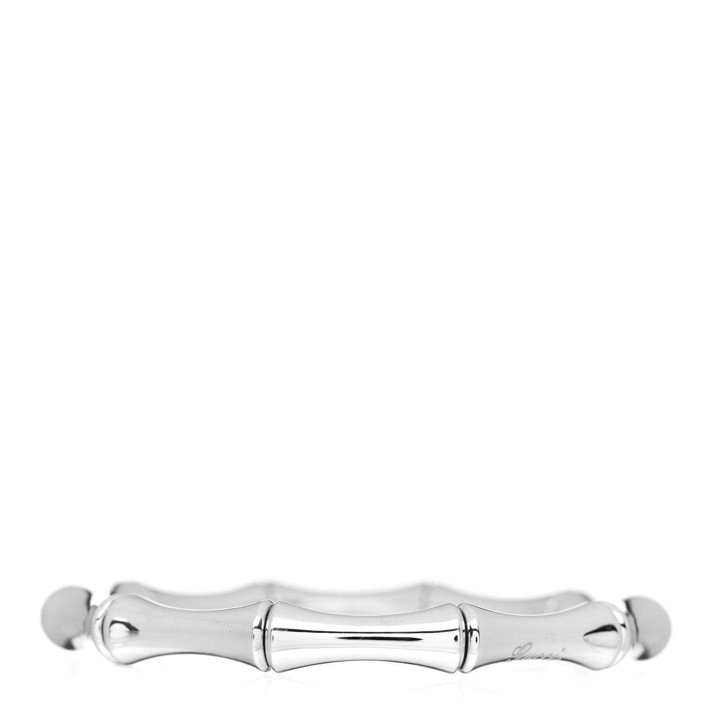 18K White Gold Medium Bamboo Spring Bracelet 16