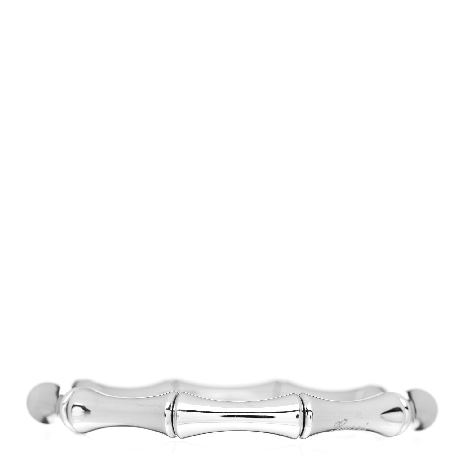 Gucci 18K White Gold Medium Bamboo Spring Bracelet 16 3 of 5