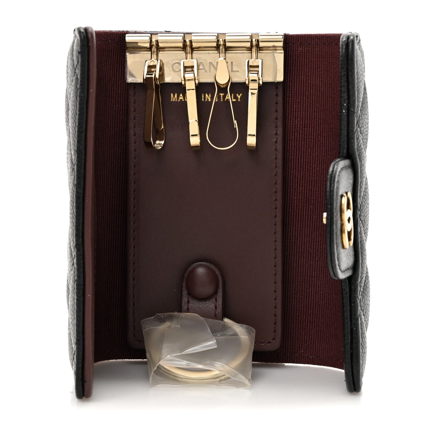 Caviar Quilted Classic 4 Key Holder Wallet Black