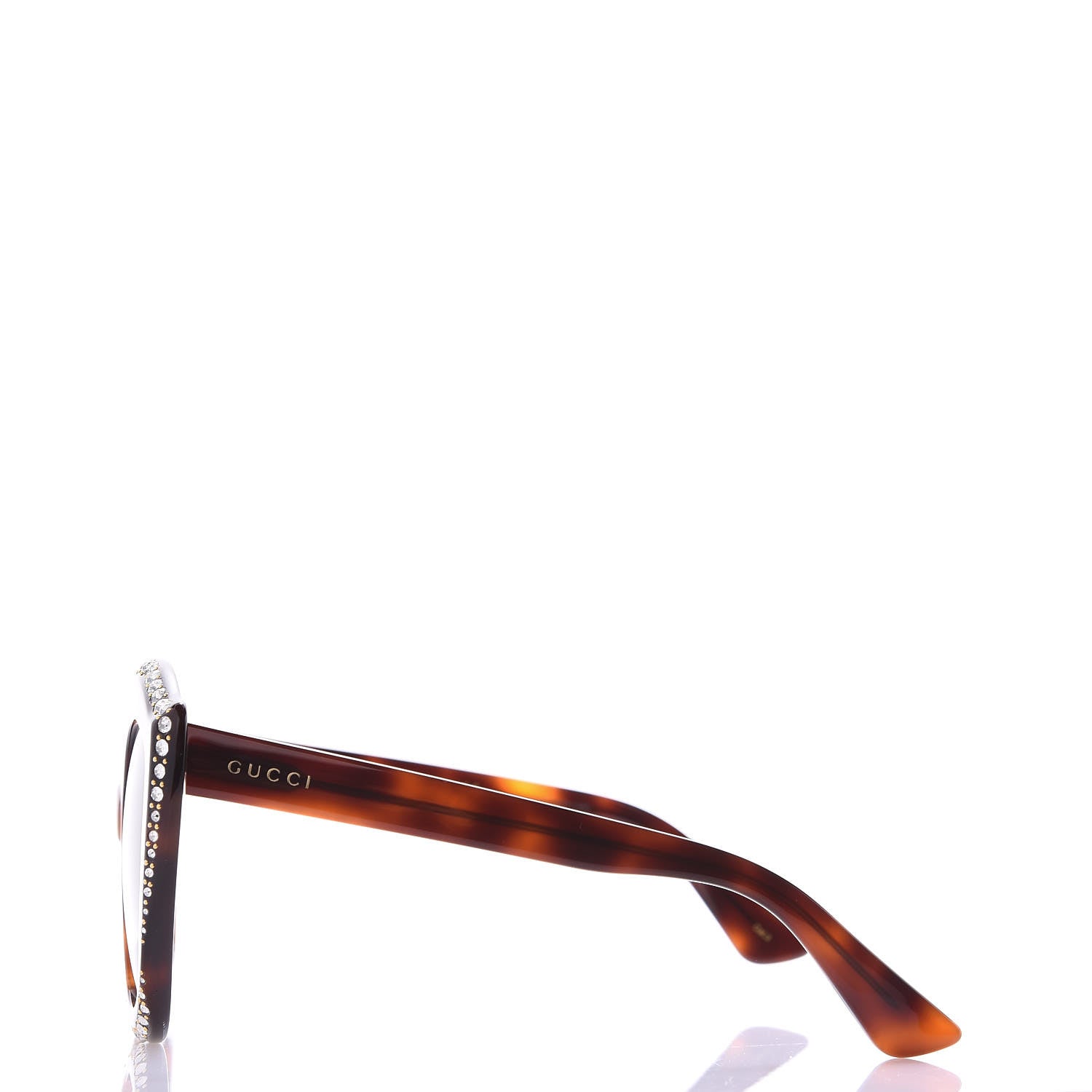 Gucci Crystal Cat Eye GG0118S Sunglasses Havana Brown 2 of 8