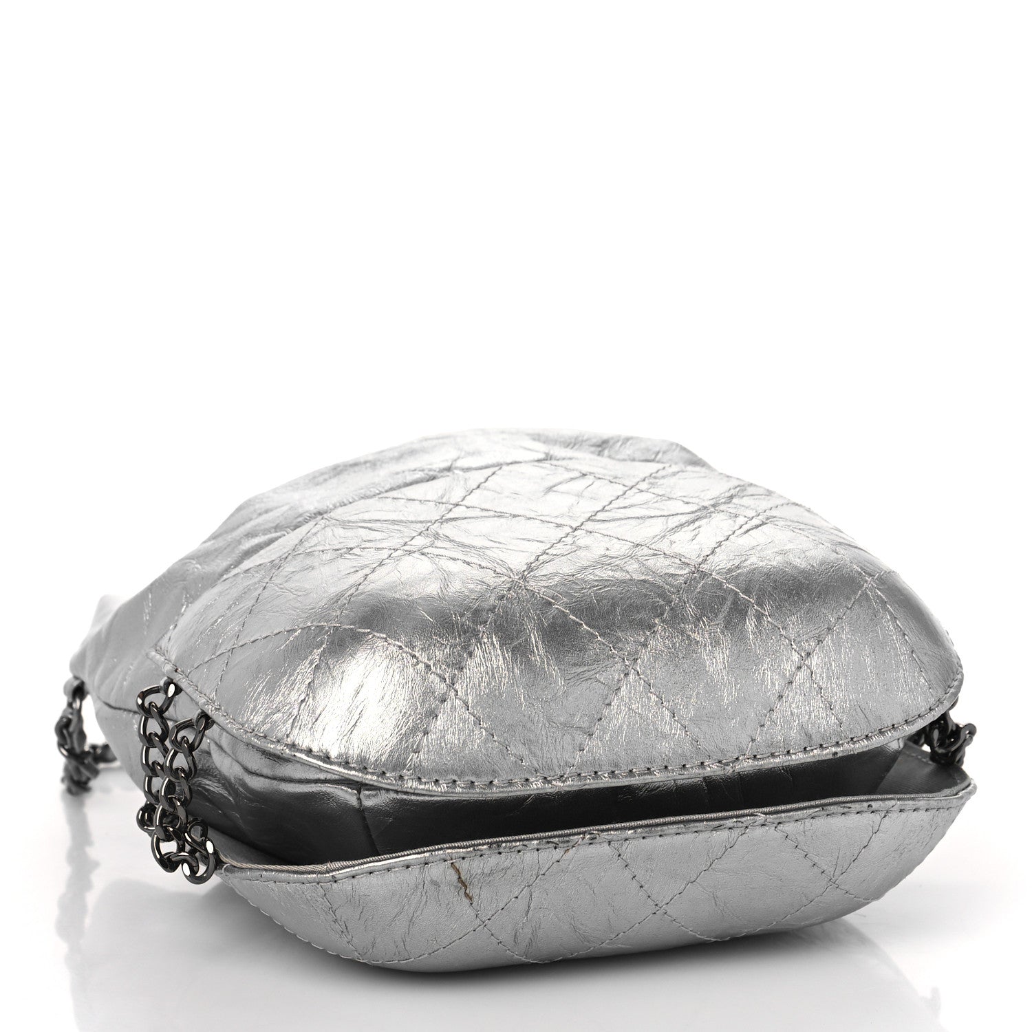 Chanel Metallic Aged Calfskin Quilted Small Gabrielle Bucket Silver 4 of 9