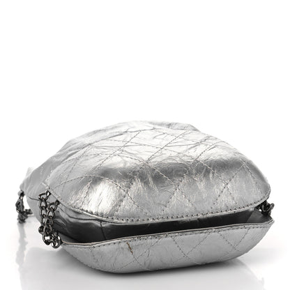 Chanel Metallic Aged Calfskin Quilted Small Gabrielle Bucket Silver 4 of 9