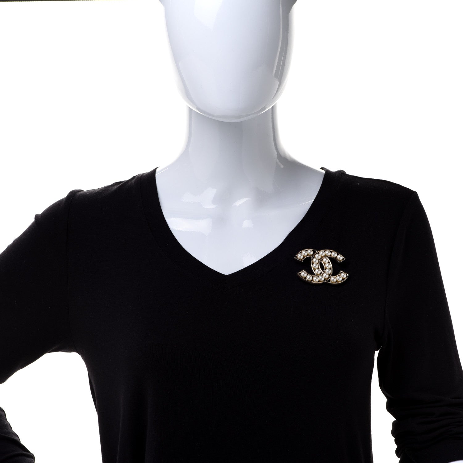 Chanel Pearl CC Brooch Light Gold 2 of 5