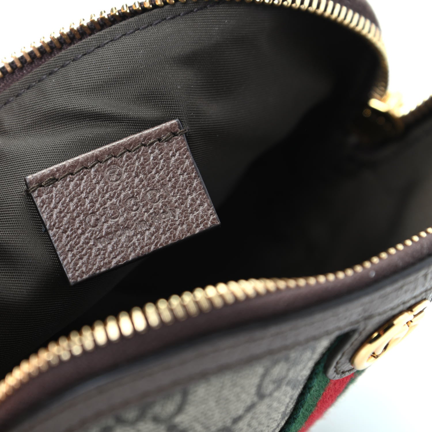 Gucci GG Supreme Monogram Textured Calfskin Web Medium Ophidia Cosmetic Case Beige Ebony New Acero 6 of 7