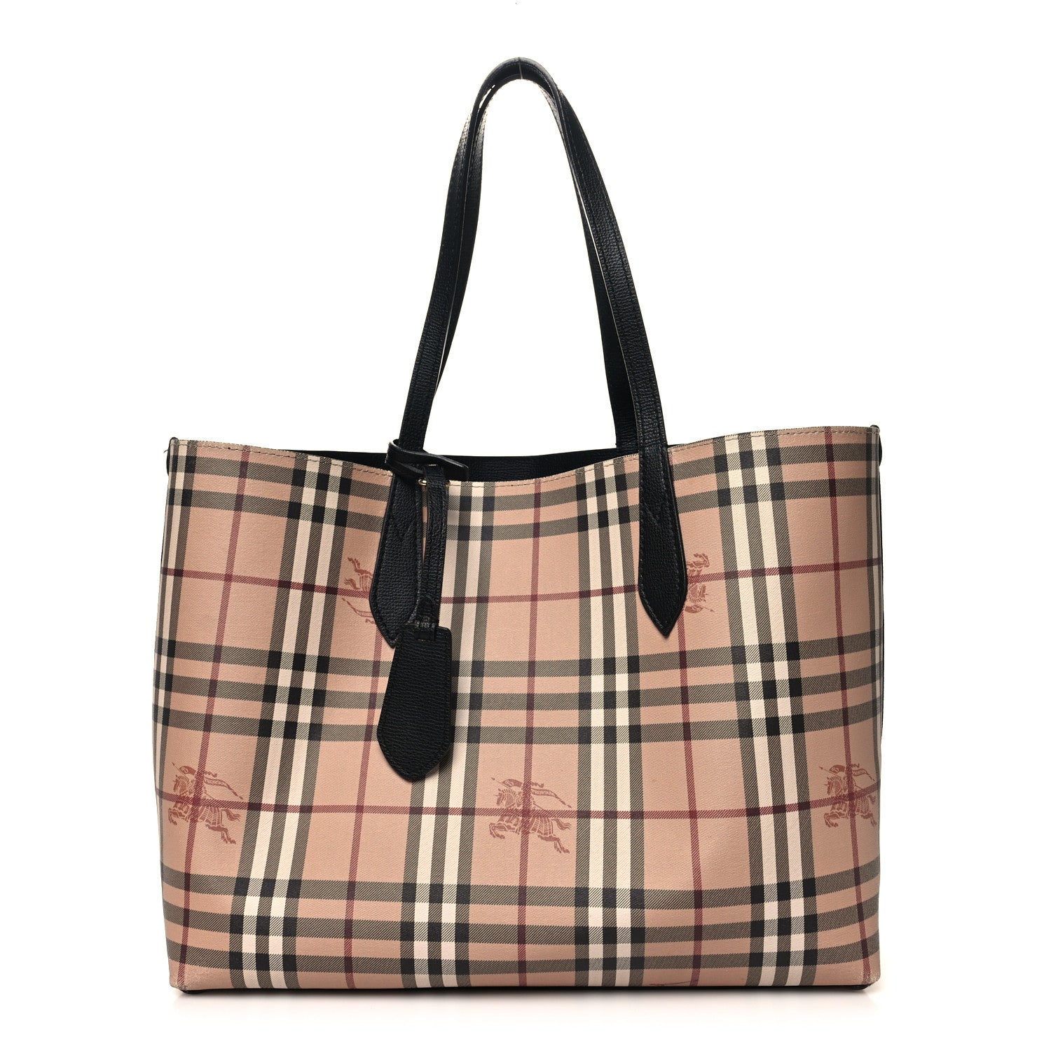 Burberry Grainy Calfskin Haymarket Check Medium Reversible Tote Black 1 of 21