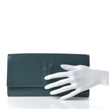 Saint Laurent Textured Patent Monogram Small Belle De Jour Clutch Turquoise 2 of 9