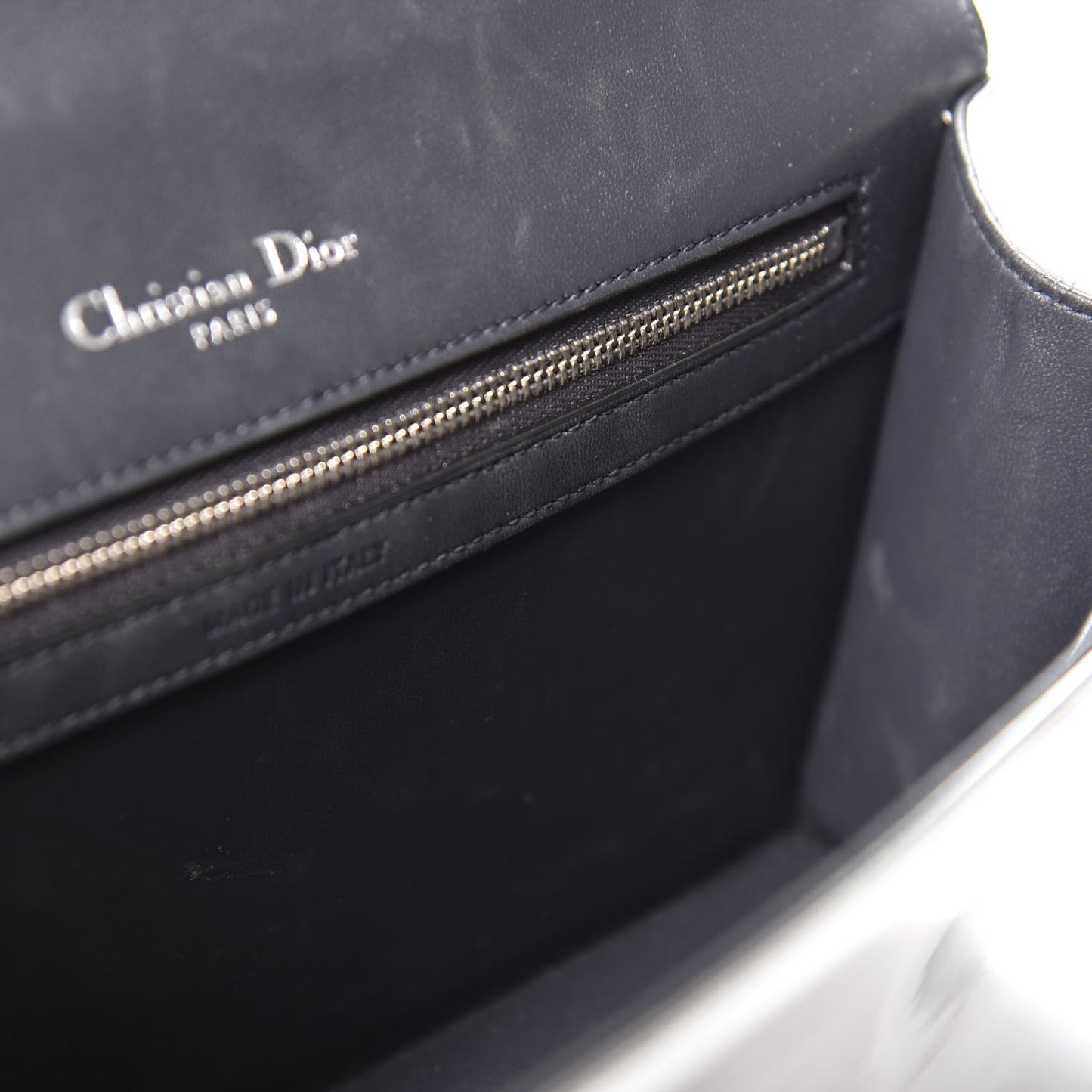 Metallic Patent Micro-Cannage Medium Diorama Flap Bag Silver