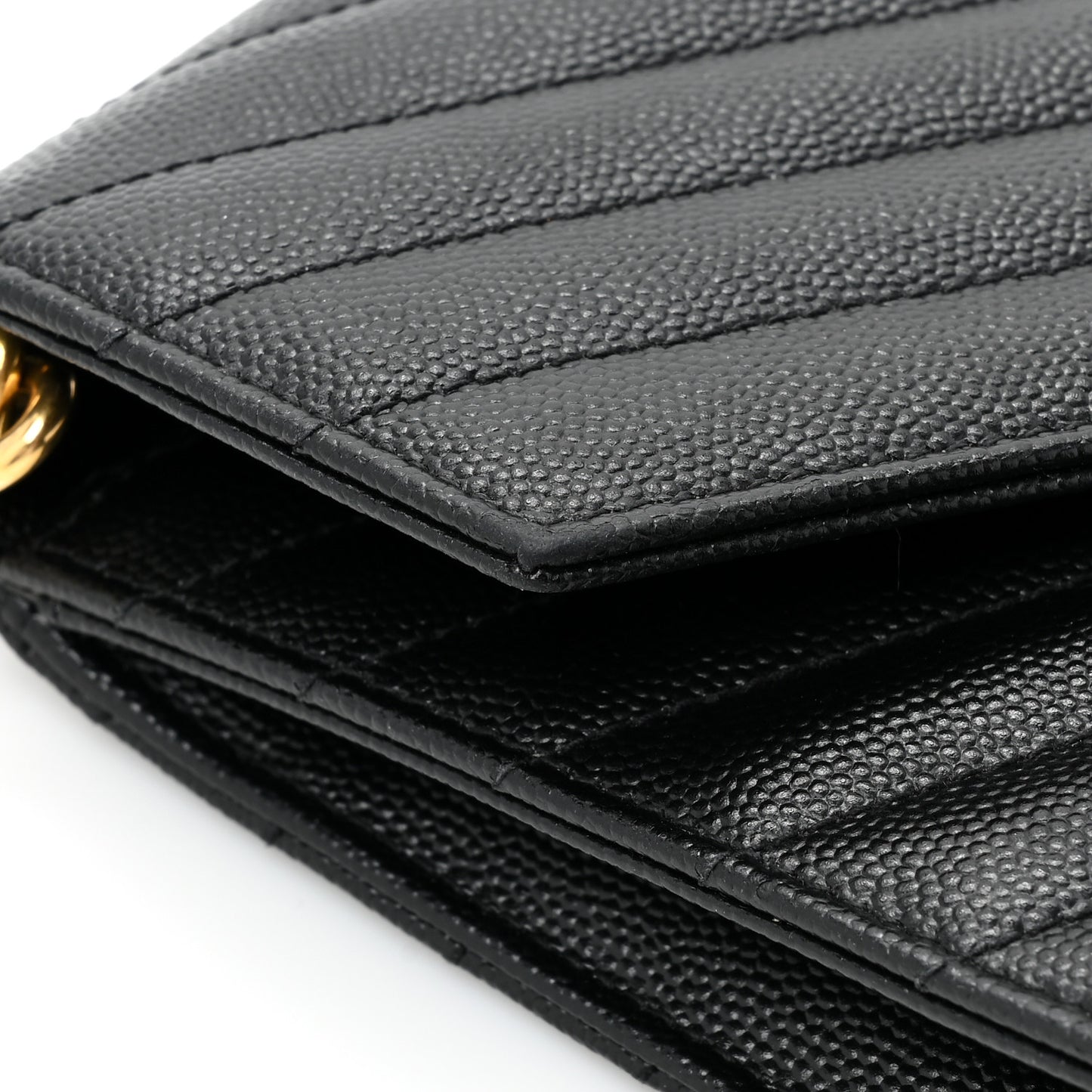 Grain De Poudre Matelasse Chevron Monogram Envelope Clutch Black