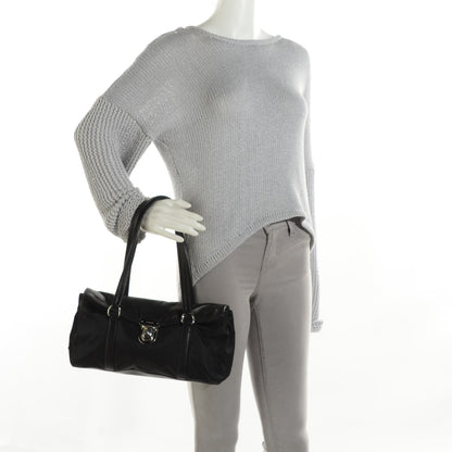 Prada Tessuto Nylon Vitello Foldover Pushlock Satchel Black 2 of 8