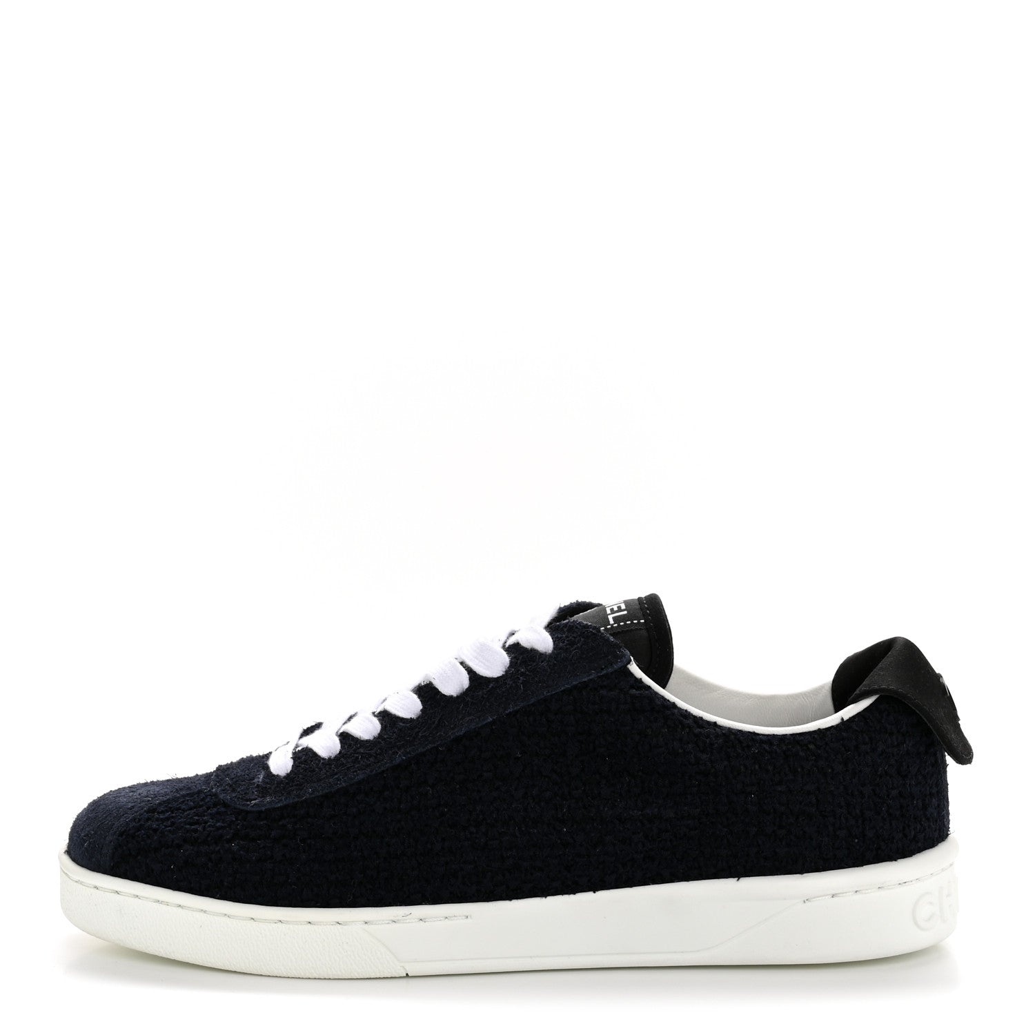 Chanel Tweed Suede Womens Sneakers 36.5 Navy 1 of 9