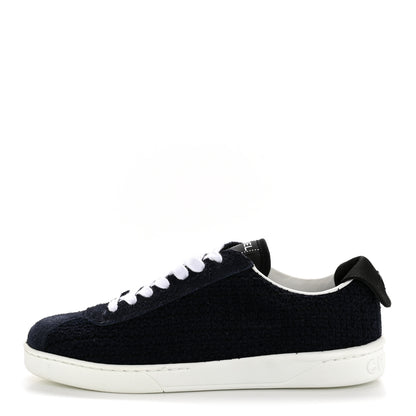 Chanel Tweed Suede Womens Sneakers 36.5 Navy 1 of 9