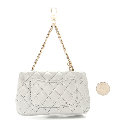 Chanel Lambskin Quilted Mini Flap Bag Charm With Hook Grey 3 of 6