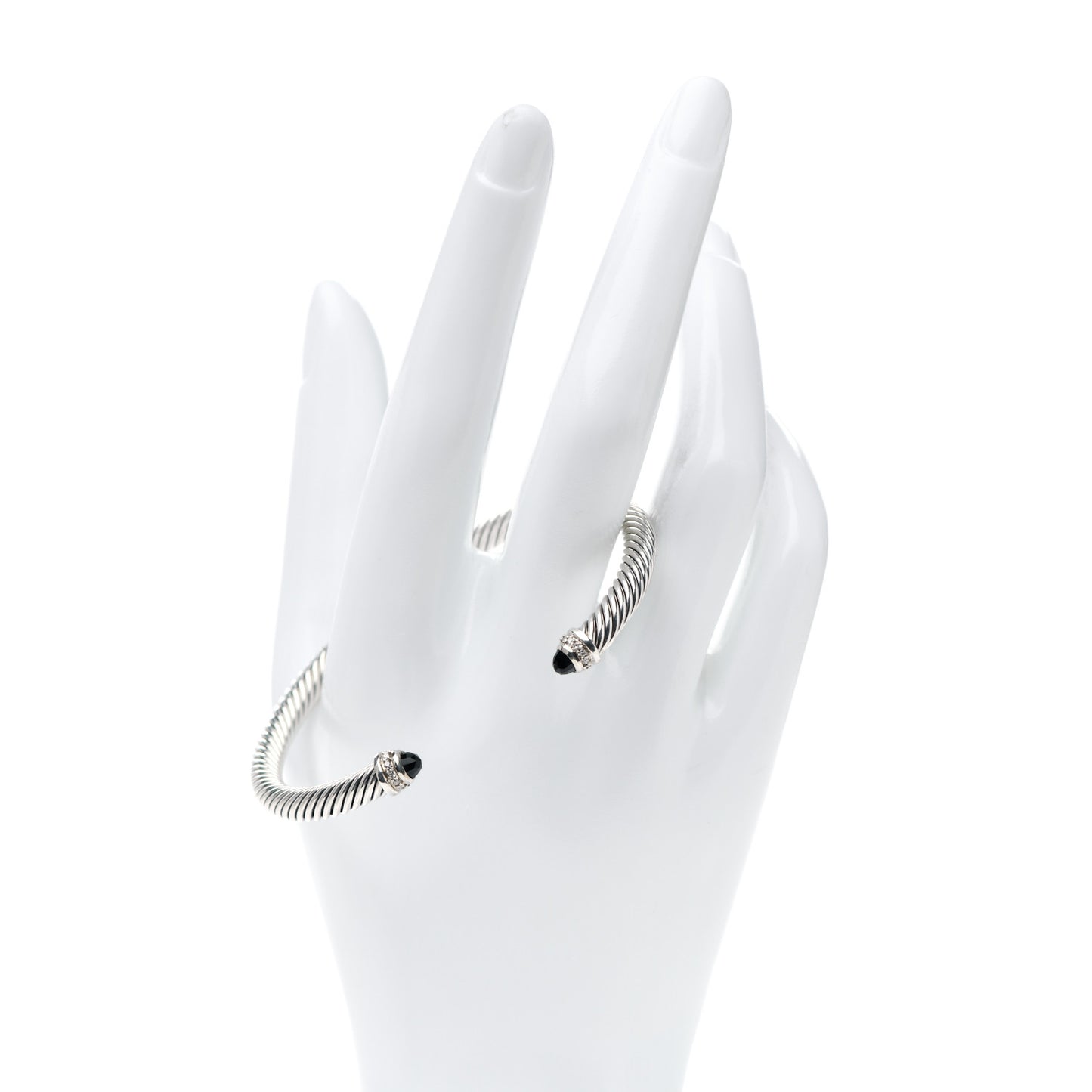 Sterling Silver Diamond Black Onyx 5mm Cable Classics Bracelet
