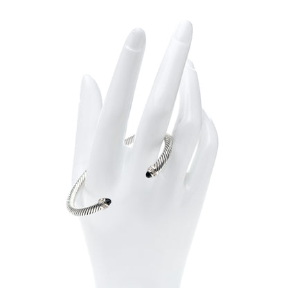 David Yurman Sterling Silver Diamond Black Onyx 5mm Cable Classics Bracelet 2 of 4