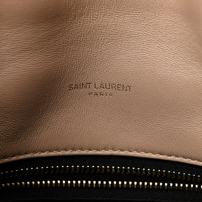 Saint Laurent Lambskin Quilted Toy Loulou Puffer Monogram Chain Satchel Dark Beige 7 of 10