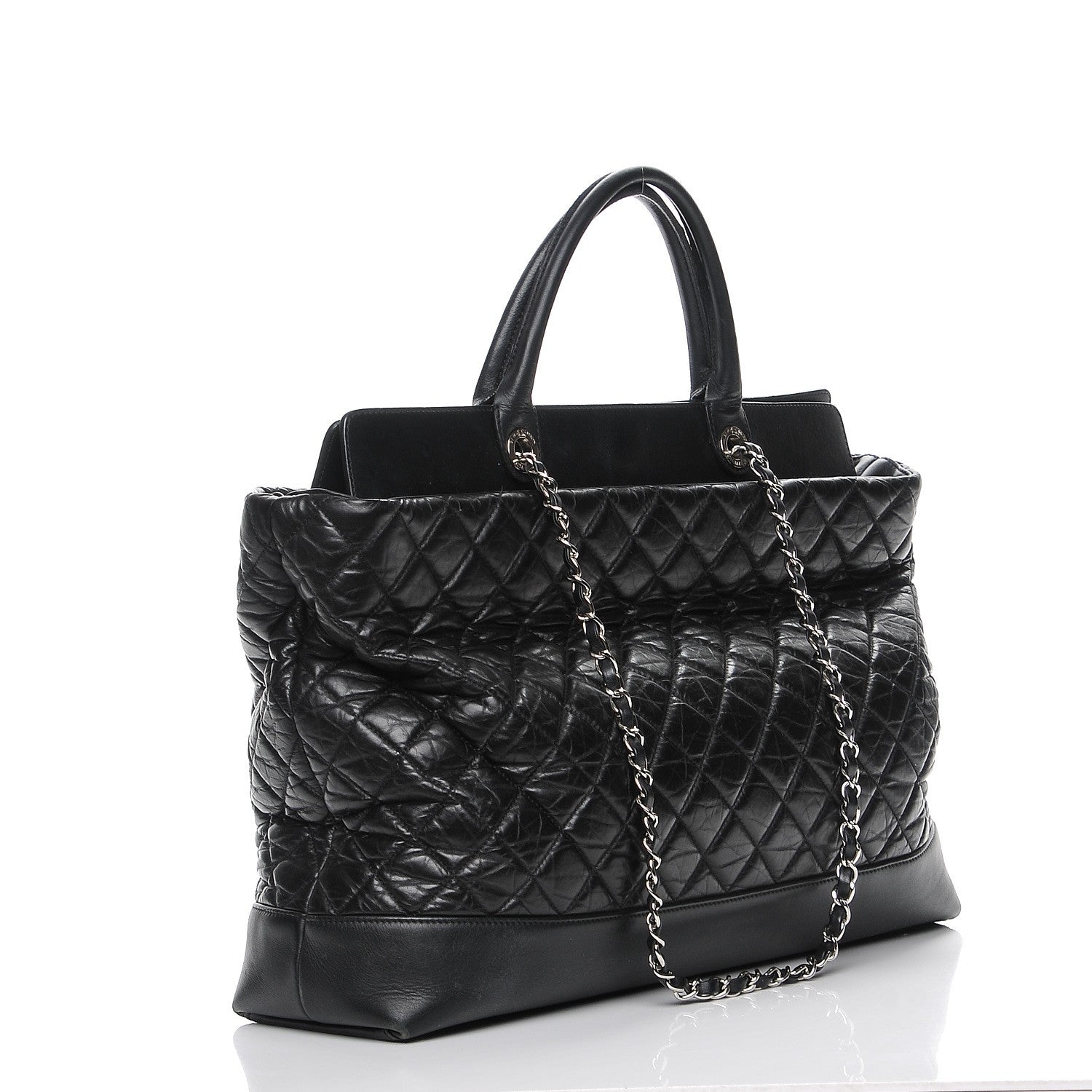 Chanel Aged Calfskin Quilted Be CC Tote Black 4 of 19