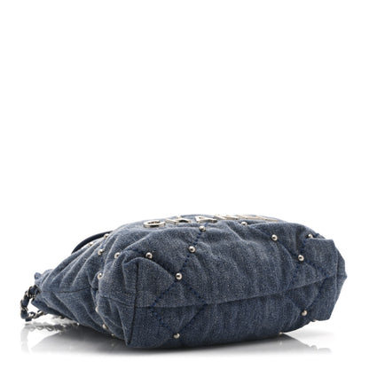 Chanel Washed Denim Quilted Studded Mini Chanel 22 Blue 4 of 10