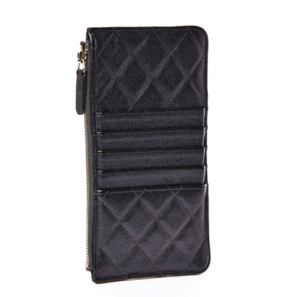 Chanel Iridescent Caviar Quilted Classic Flat Wallet Pouch Black 3 of 8