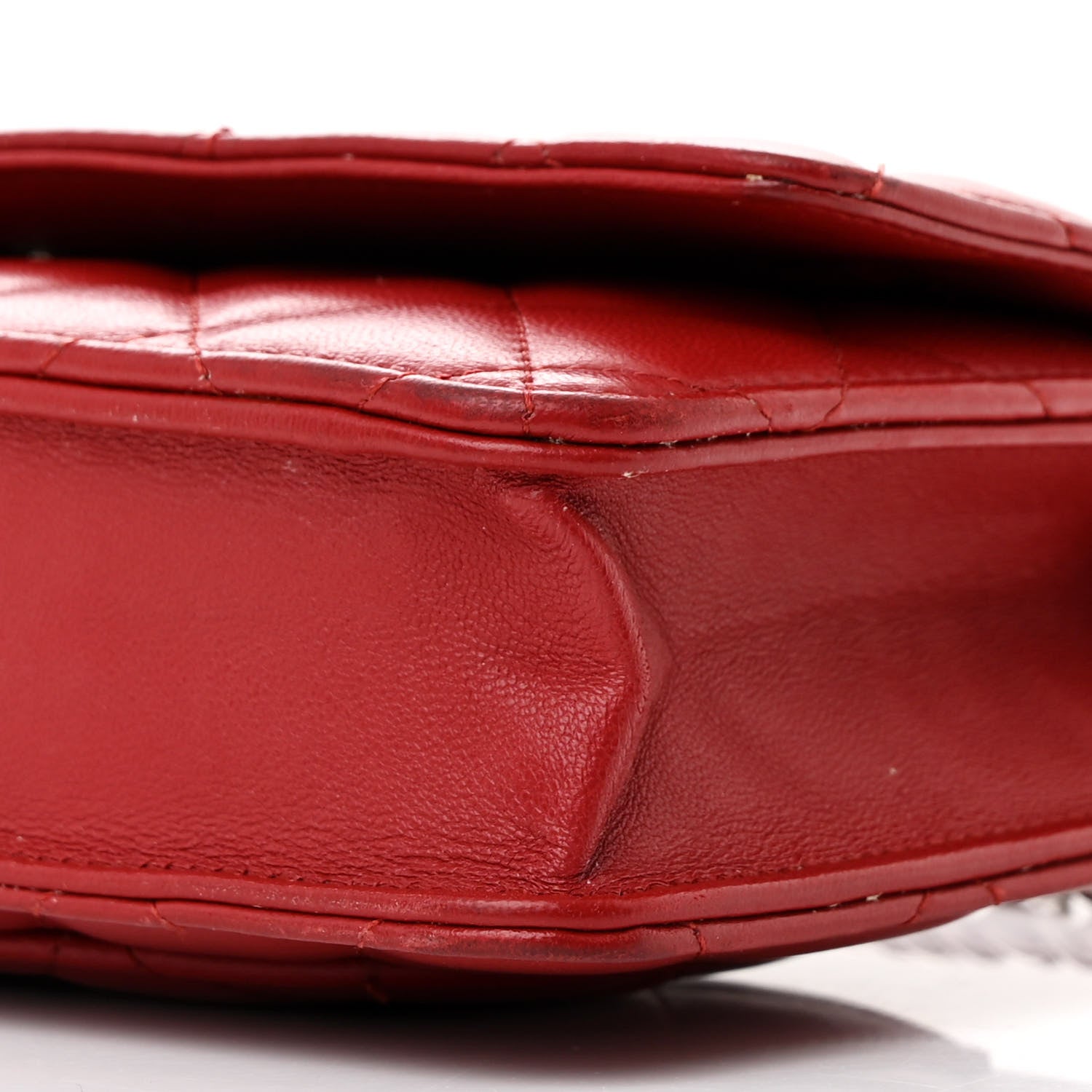 Chanel Lambskin Quilted Wallet On Chain WOC Red 11 of 15