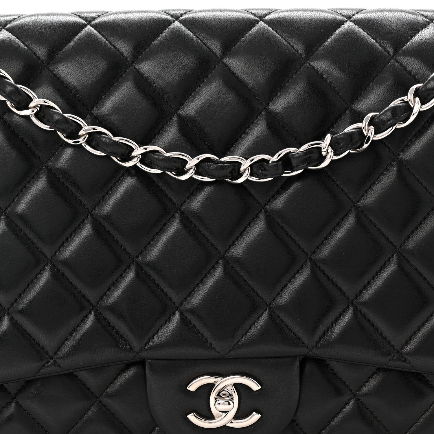 Chanel Lambskin Quilted Maxi Single Flap Black 8 of 10
