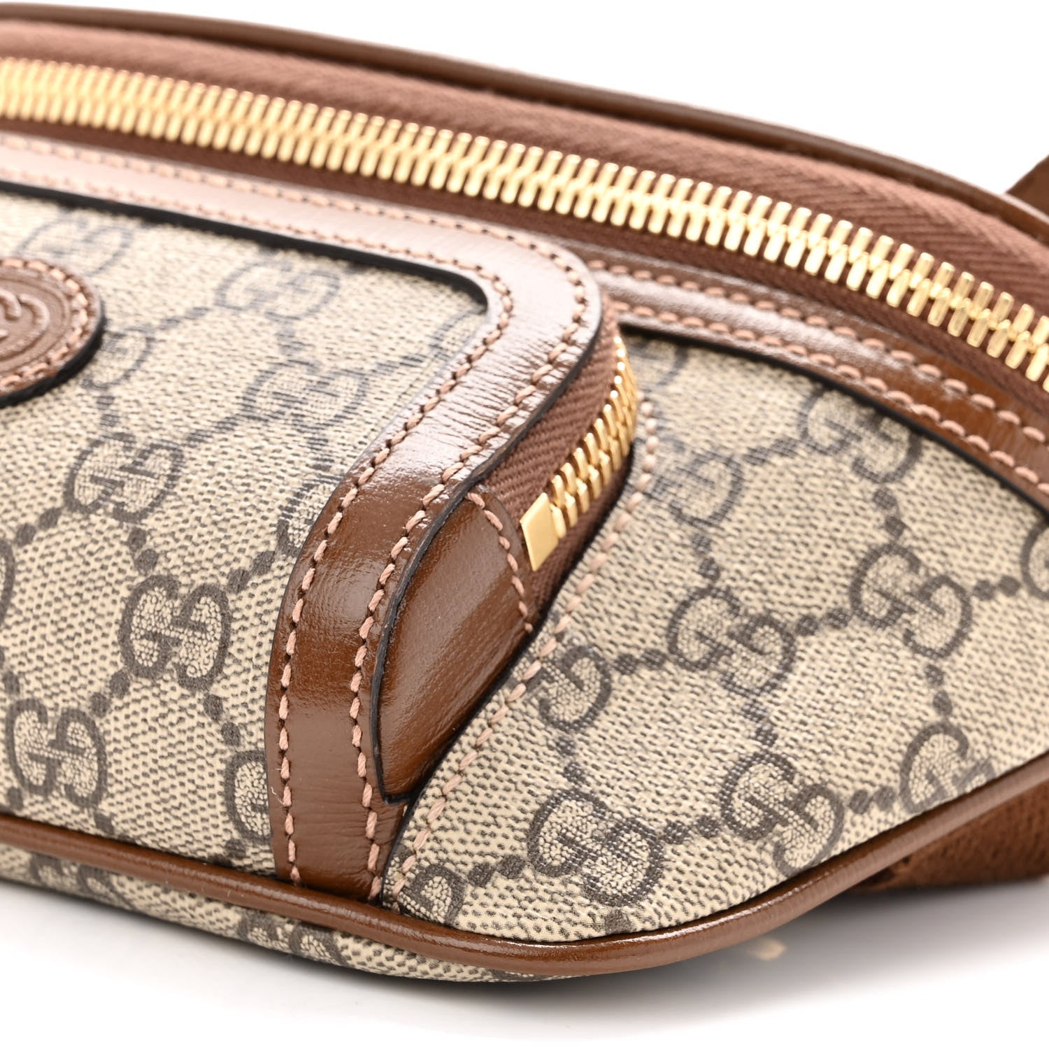 Gucci GG Supreme Monogram Textured Calfskin Retro Interlocking G Belt Bag Beige Ebony Brown Sugar 9 of 9