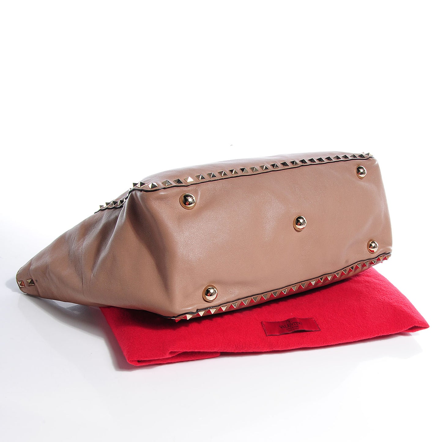 Vitello Medium Rockstud Tote Beige