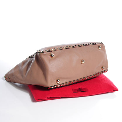 Valentino Garavani Vitello Medium Rockstud Tote Beige 4 of 8