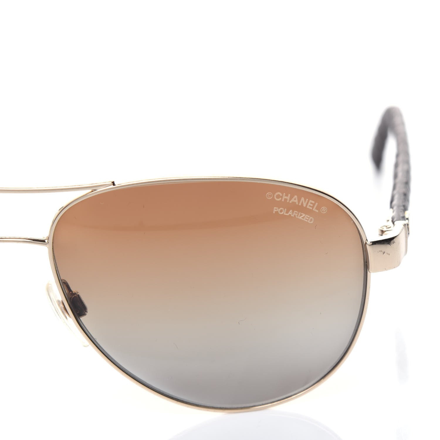 Chanel Pilot Summer Polarized Quilted Aviator Sunglasses 4204-Q Gold Brown 7 of 8