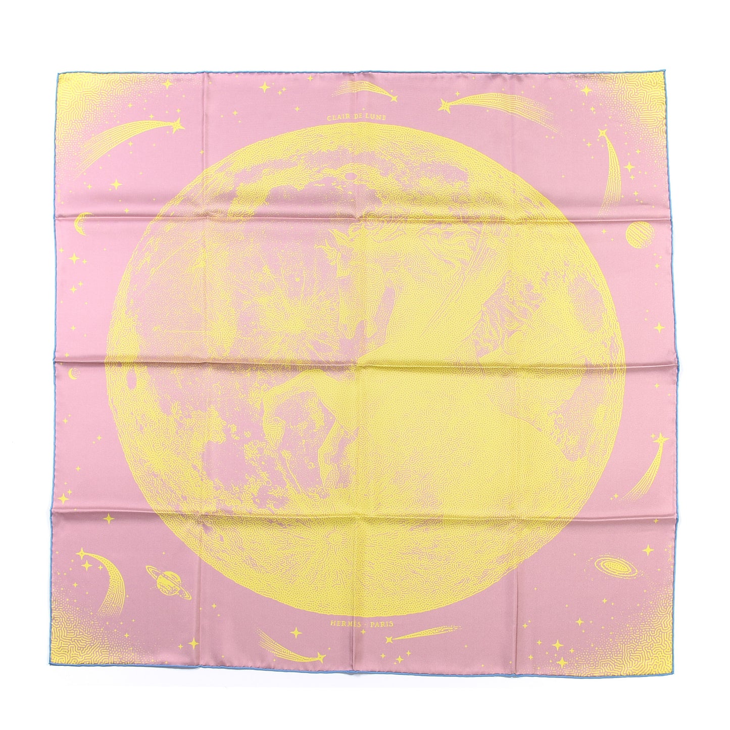 Silk Double Face Clair De Lune Scarf 90 Vieux Rose Jaune