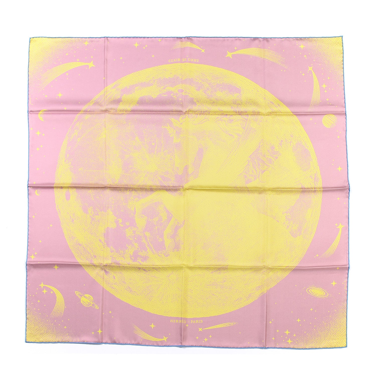 Hermes Silk Double Face Clair De Lune Scarf 90 Vieux Rose Jaune 1 of 4