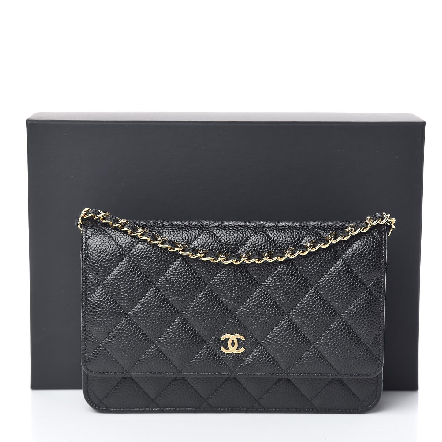 Caviar Quilted Wallet On Chain WOC Black