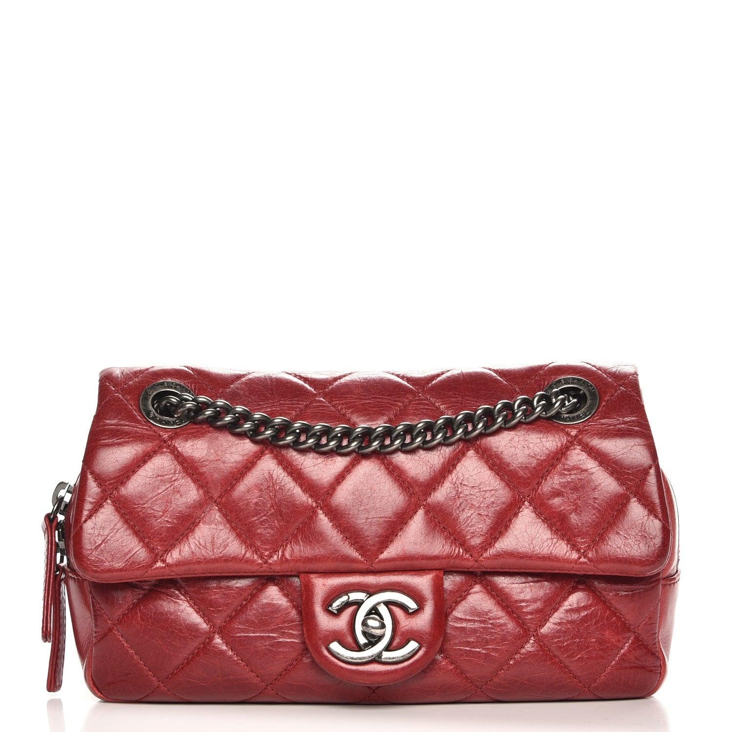 Chanel Glazed Calfskin Quilted Small Duo Color Flap Red 1 of 7