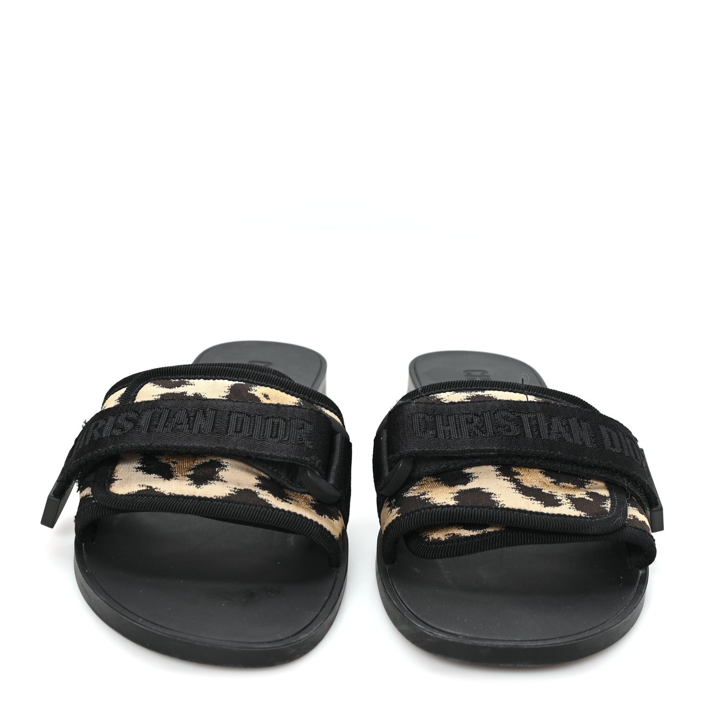 Technical Stretch Fabric Leopard Dio(r)evolution Slide Sandals 39 Black Natural