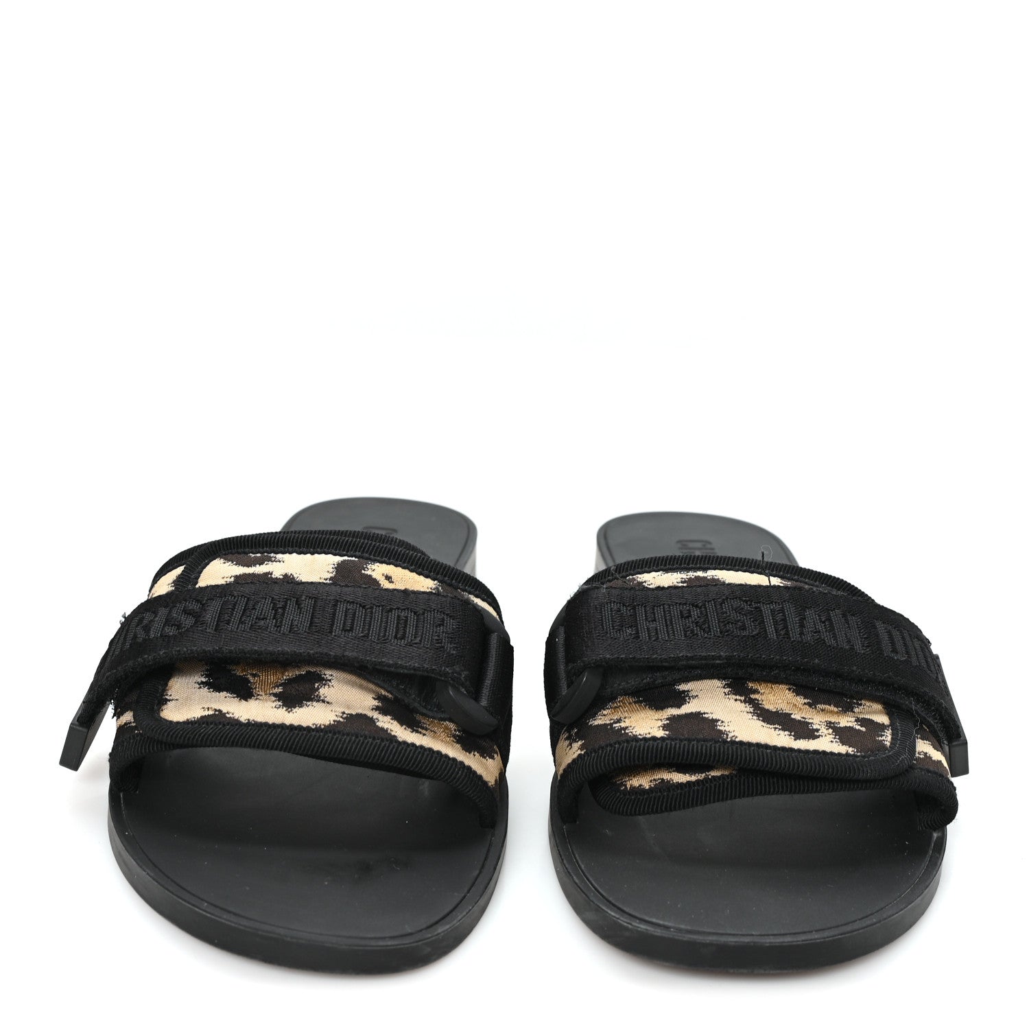 Christian Dior Technical Stretch Fabric Leopard Dio(r)evolution Slide Sandals 39 Black Natural 3 of 11