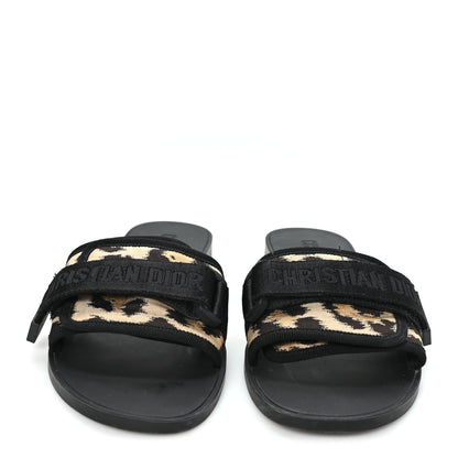 Christian Dior Technical Stretch Fabric Leopard Dio(r)evolution Slide Sandals 39 Black Natural 3 of 11