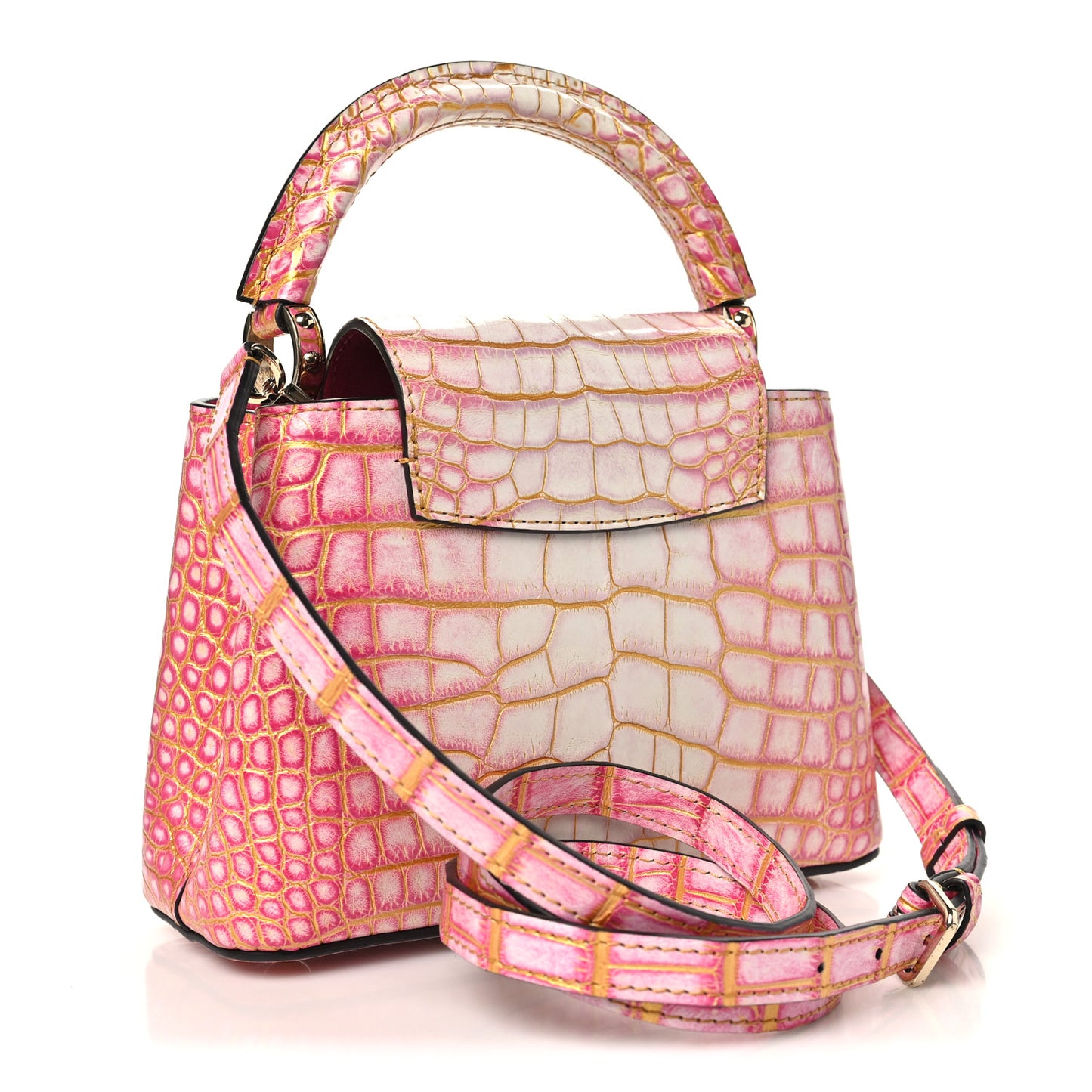 Crocodile Mini Capucines Sahara Rose