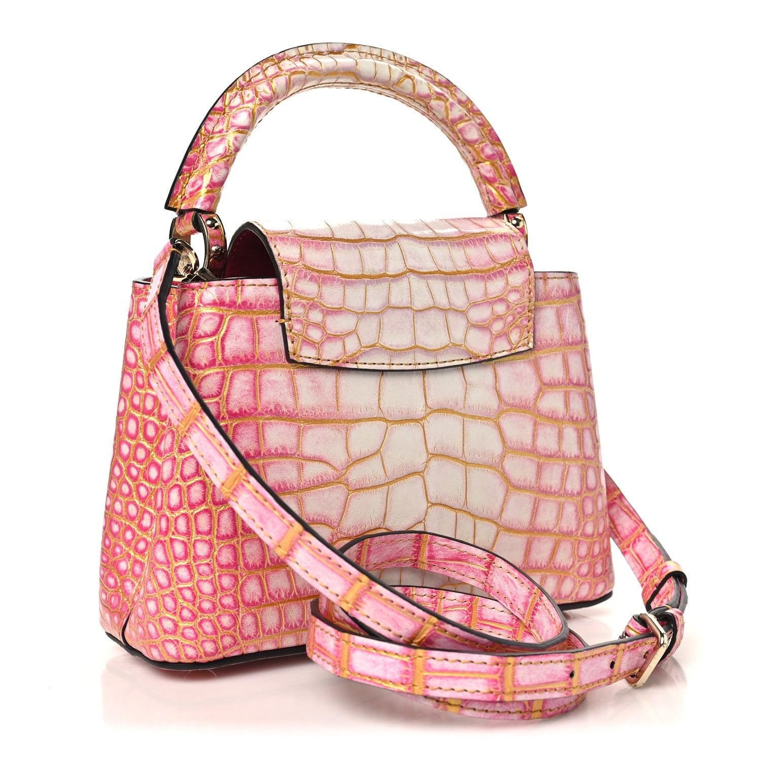 Louis Vuitton Crocodile Mini Capucines Sahara Rose 3 of 9