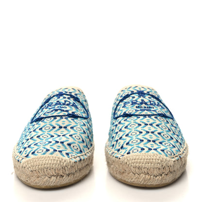 Prada Nastro Jacquard Logo Embroidered Espadrille 20mm Slippers 39 Naturale Azzurro 2 of 9
