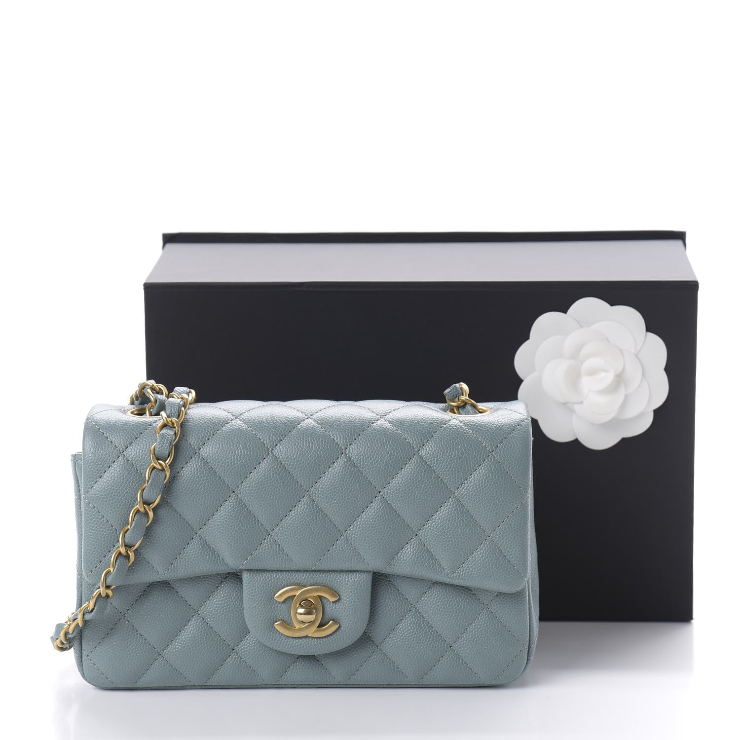 Chanel Iridescent Caviar Quilted Mini Rectangular Flap Light Blue 11 of 11