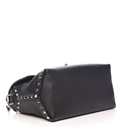 Valentino Garavani Pebbled Calfskin Rockstud Single Handle Flap Bag Black 4 of 10