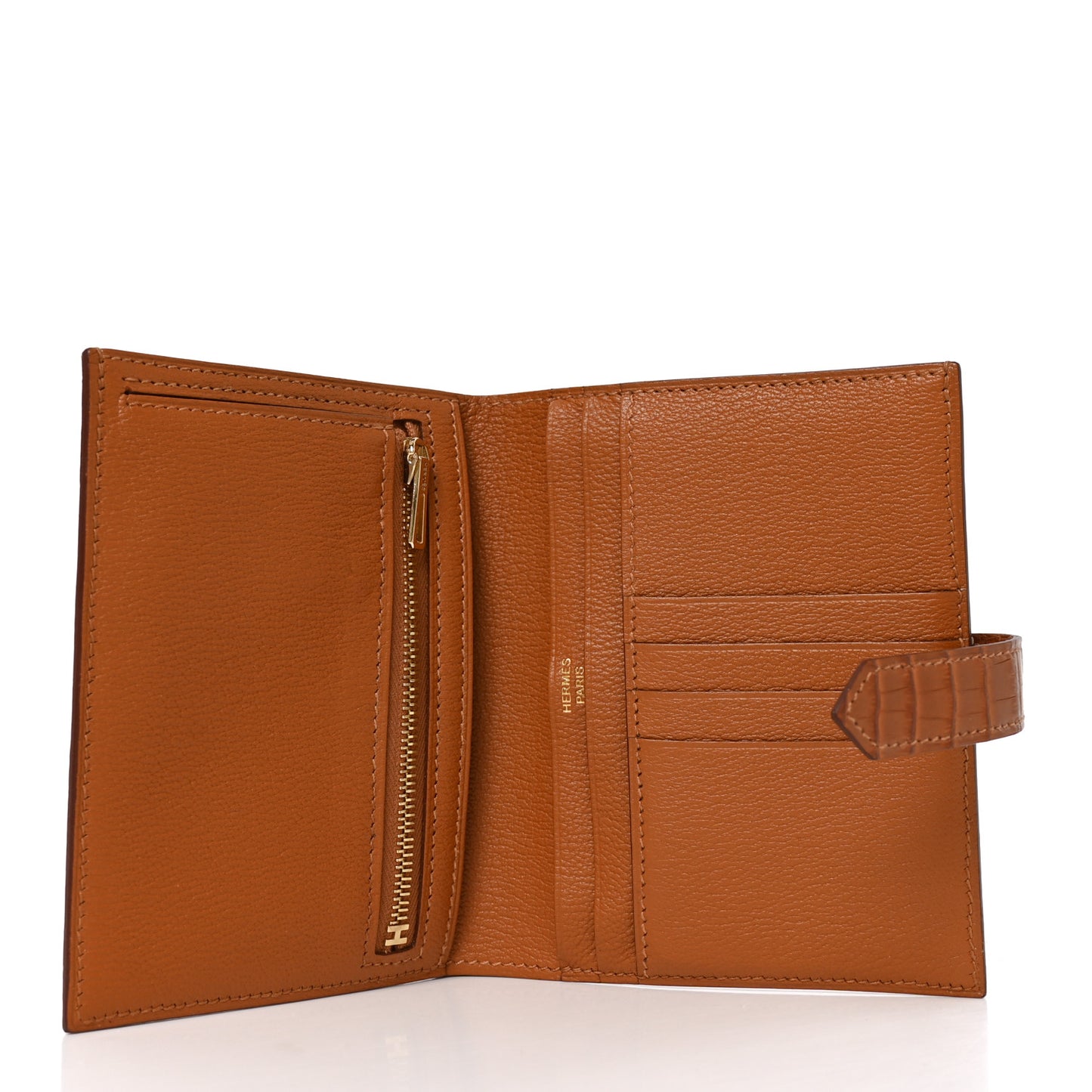 Matte Alligator Bearn Compact Wallet Gold