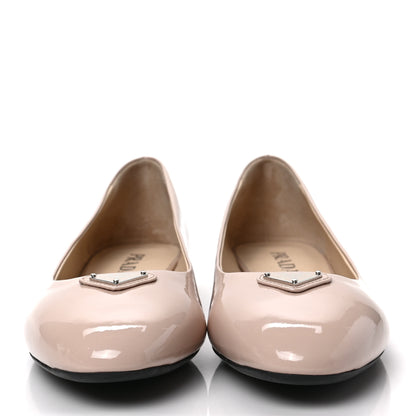 Prada Patent Triangle Ballerina Flats 39.5 Cipria 2 of 8